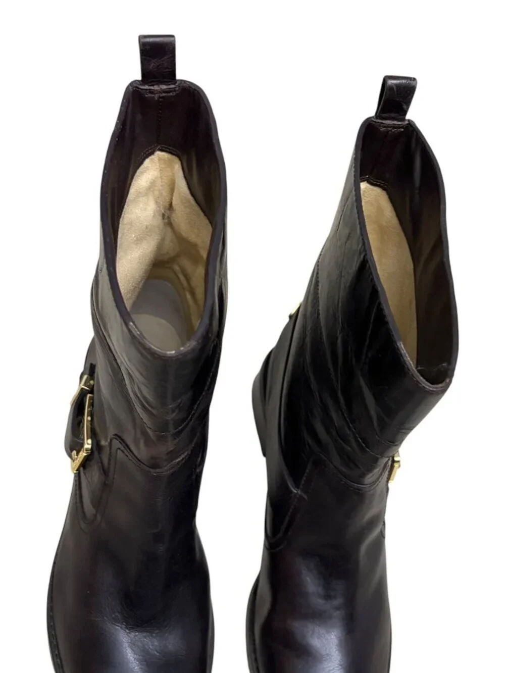 MICHAEL KORS Leather Boots Designer Calf Ankle Brown Shoes Womens 10